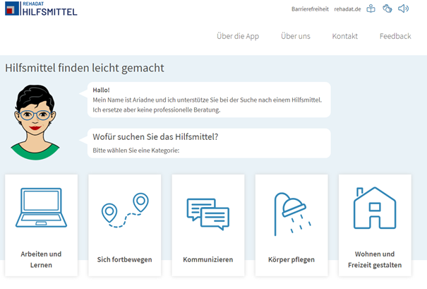 Screenshot Hilfsmittelfinder
